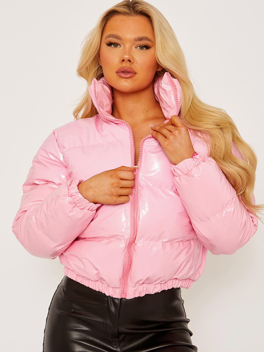 Cropped pvc jacket best sale