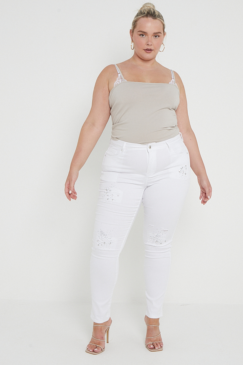 Plus size outlet white jeans uk