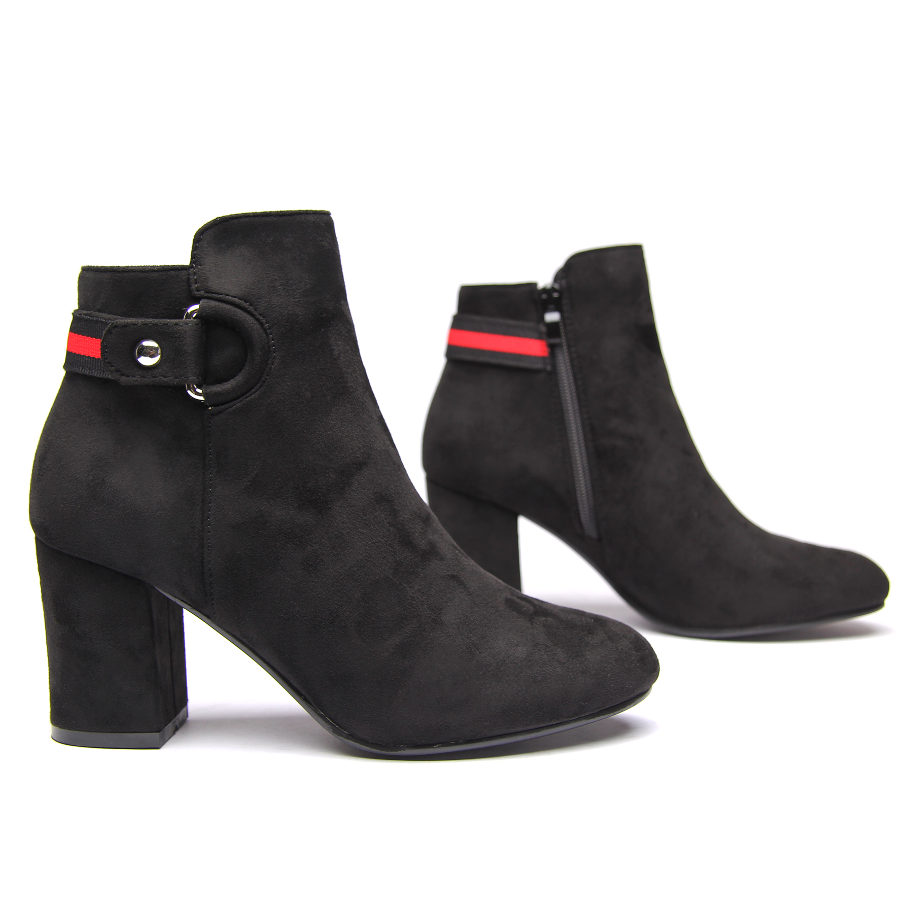 Strap Decorated Heeled Ankle Boots with Zip | Go Wholesale