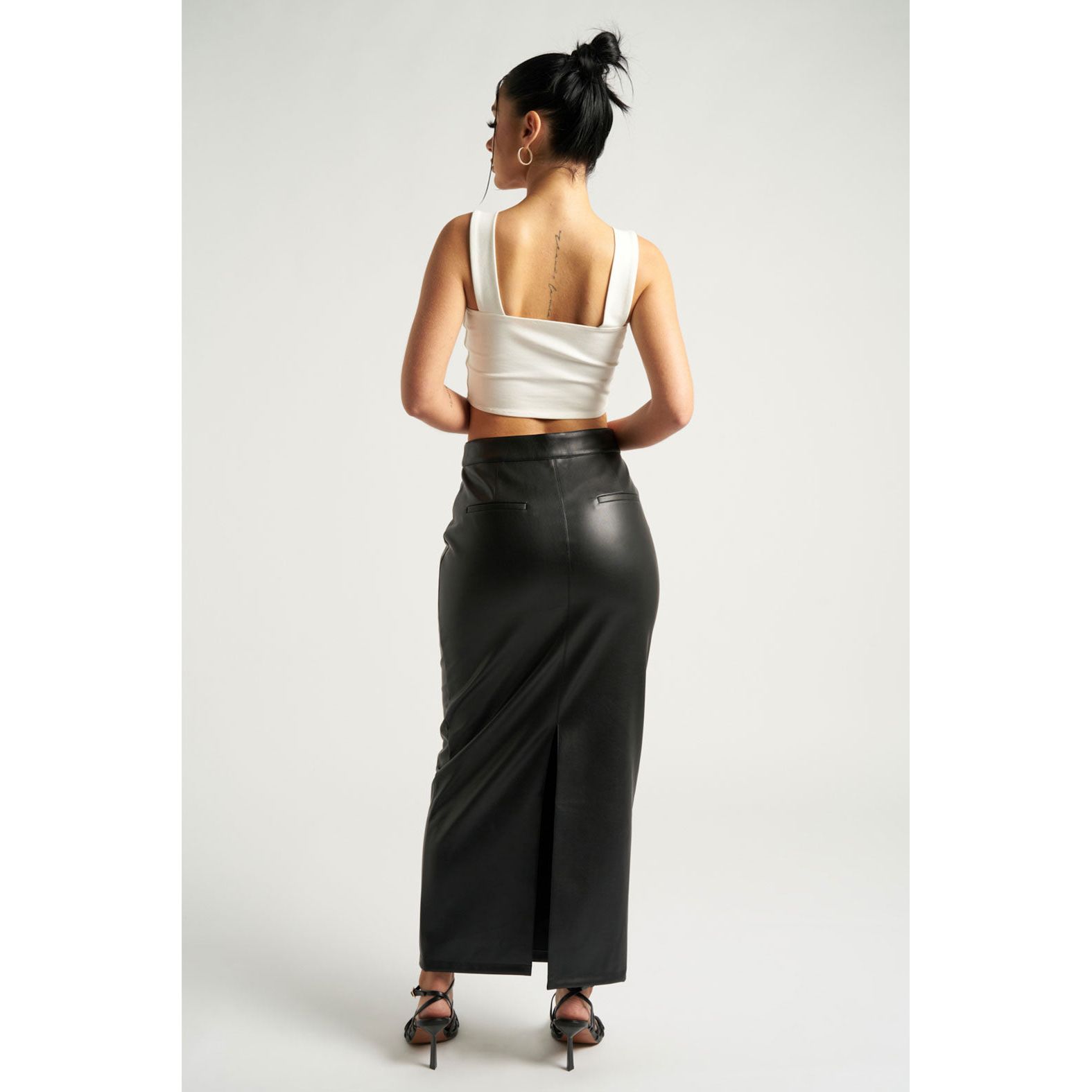 Black Maxi PU Skirt