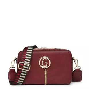 Interchangeable  Wide Strap Crossbody bag  multiple purposes 2 Compartments Ladies  Shoulder bag with Adjustable removeable   Strap --ZQ-199-1 dark red MoliMoi London