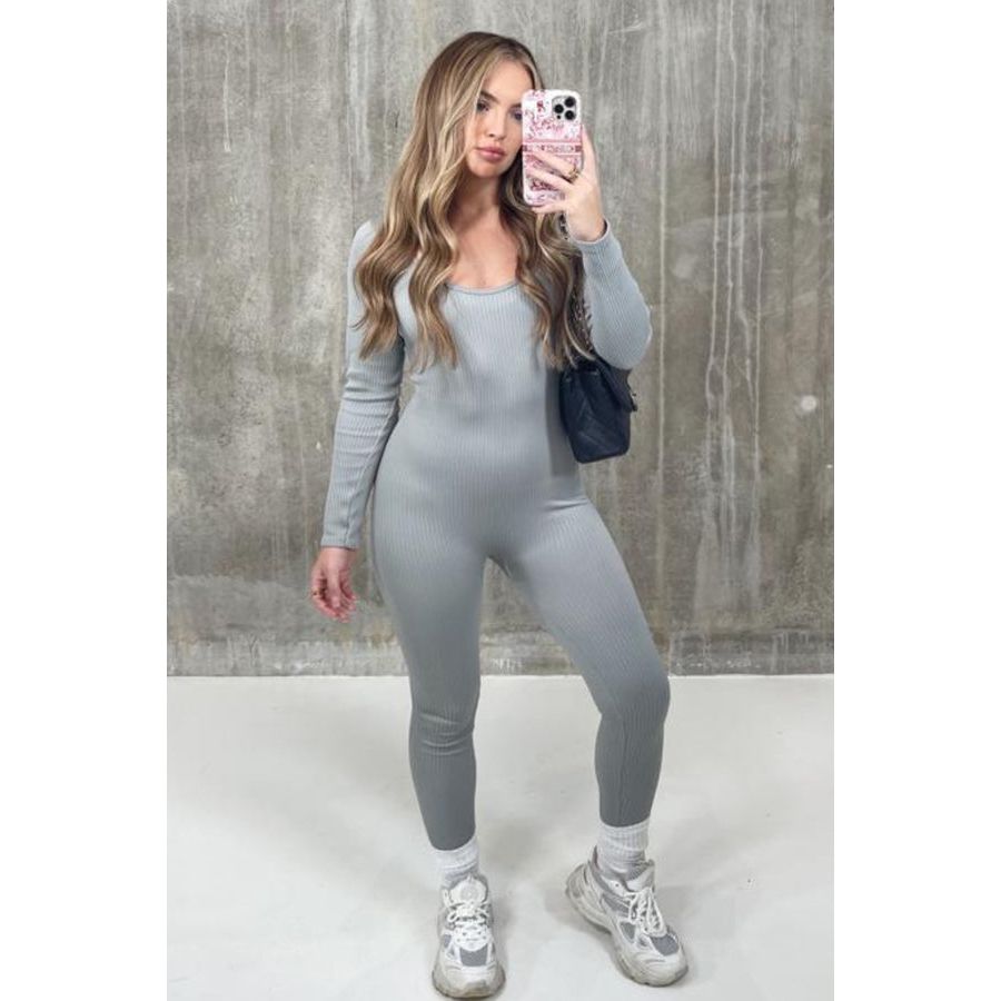 Ribbed Long Sleeve Bodycon Jumpsuit | Go Wholesale